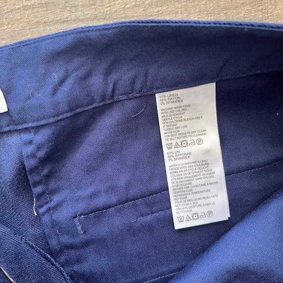 Tommy Bahama Willa Stretch-Linen Pants Navy Blue Trouser Straight Leg 12 Belted - Picture 11 of 12